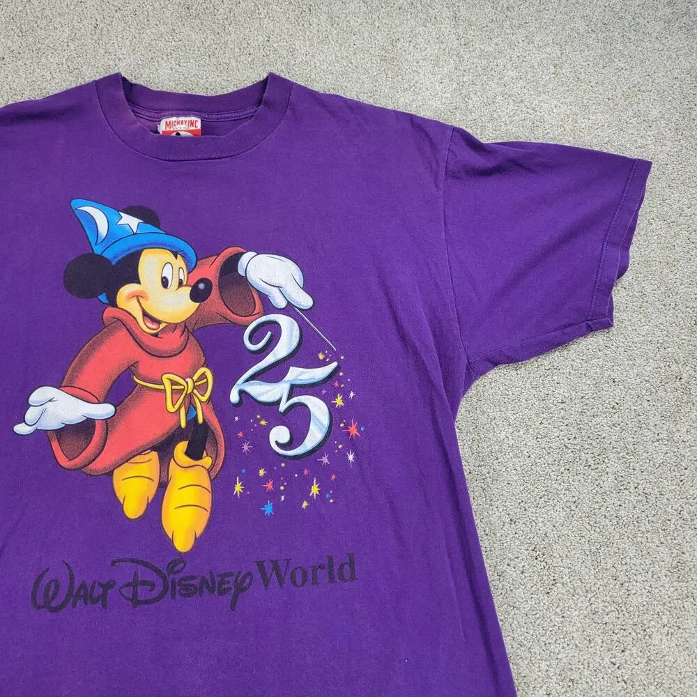 Mickey‎ Inc Womens T-shirt XL Purple Walt Disney World 25th Anniversary Cotton